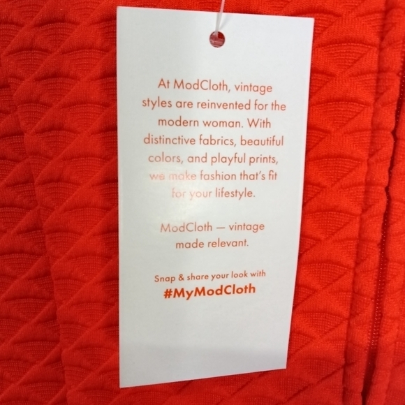 Modcloth Sleeveless Sheath Dress Red Orange Size Large NWT - Picture 9 of 13